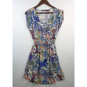 Betabrand Sea Life Creatures Mini Dress Size Small Octopus Beach Cover Up Rayon